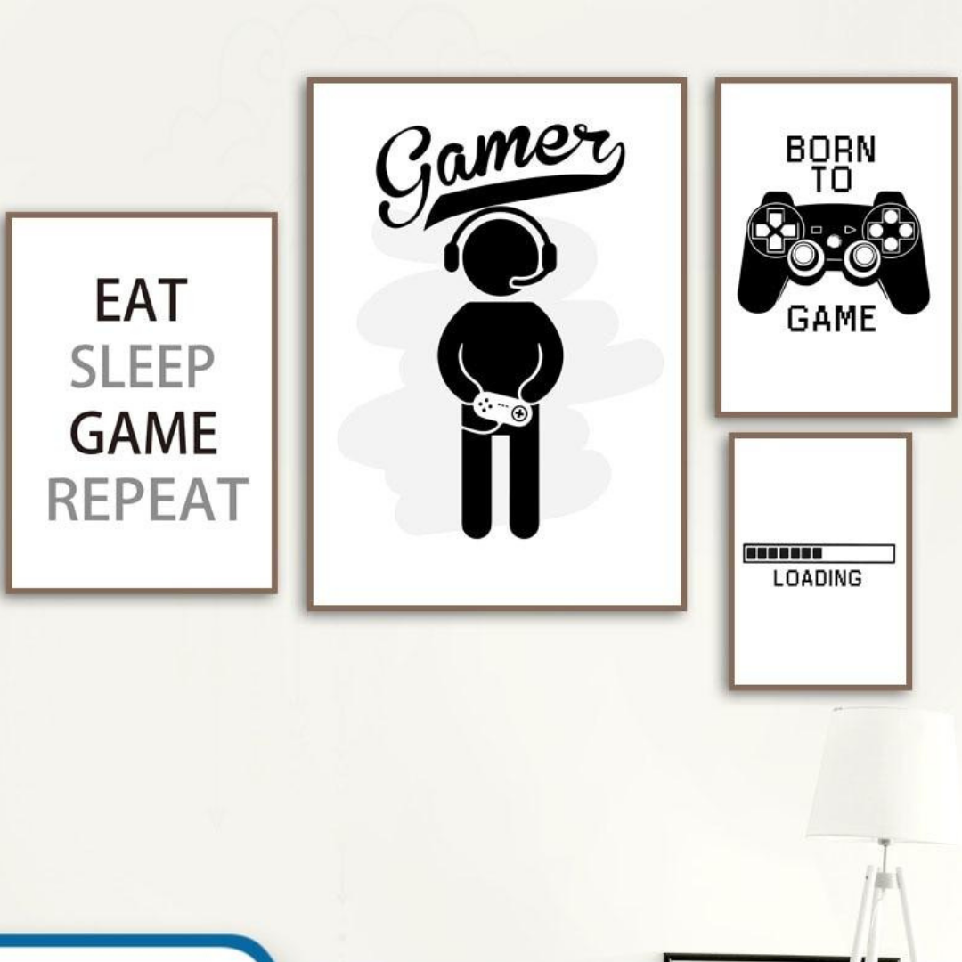 Black And White Children's Gamer  Quote Wall Art Canvas