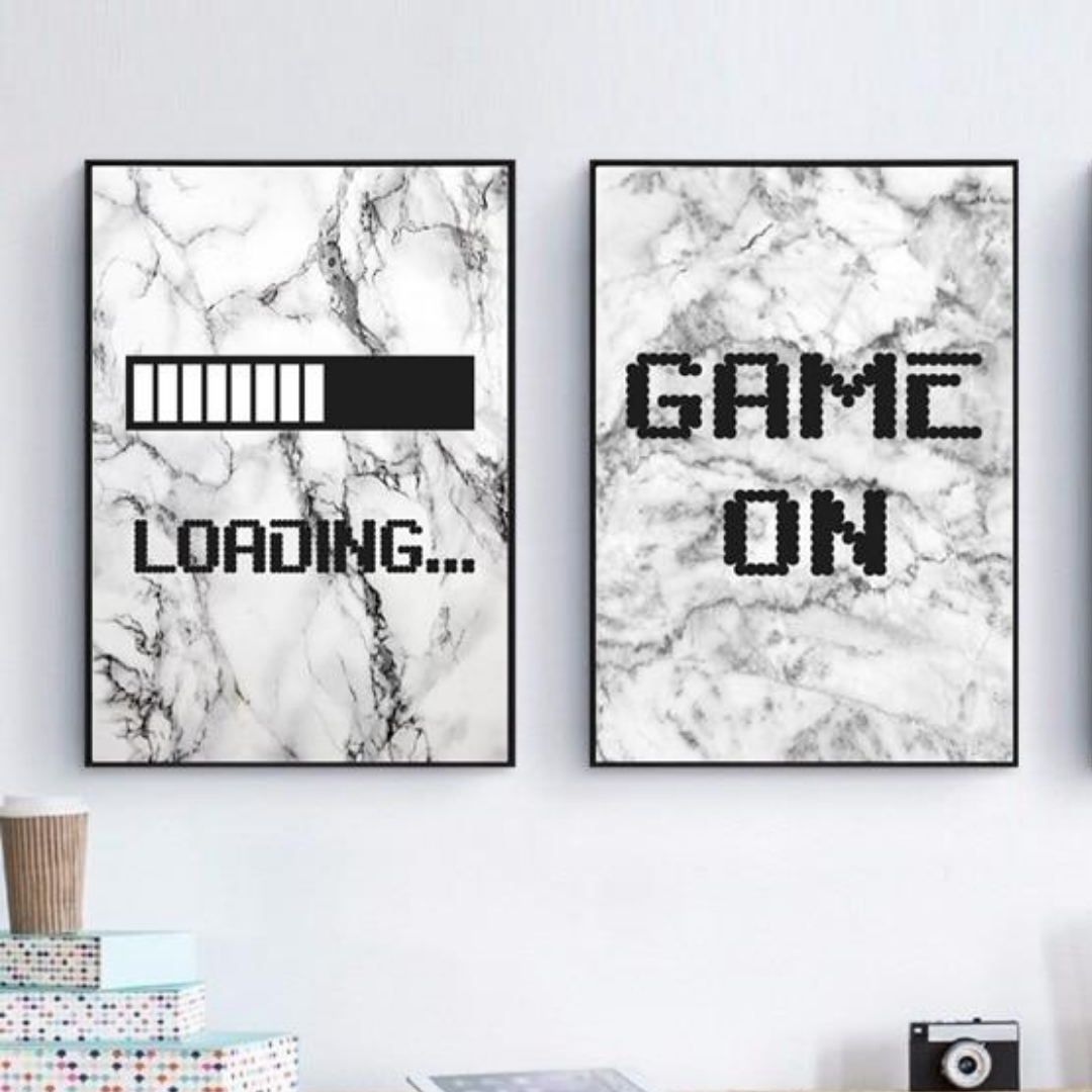 WTQ Gaming Marble Minimalist Wall Art Canvas Painting Posters Prints Boys Room Decor Video Game For Playroom Home Decoration
