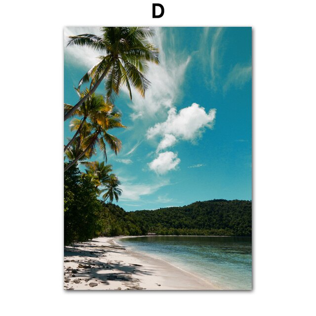 Palm Tree Beach Sea Mountain Wall Art Canvas Painting Nordic Posters And Prints Landscape Wall Pictures For Living Room Decor