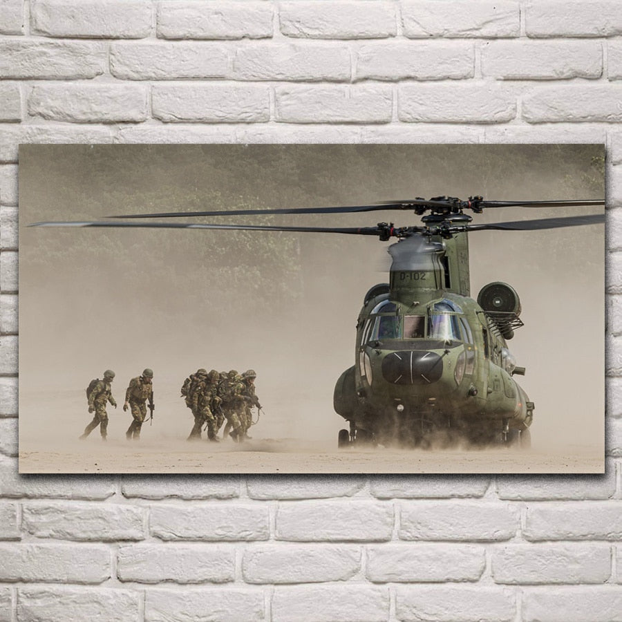 Moving Soldiers Helicopter Canvas Art