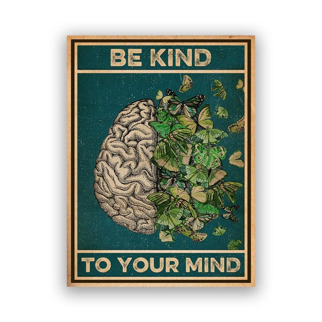 White Girl Be Kind To Your Mind Vintage Canvas Art