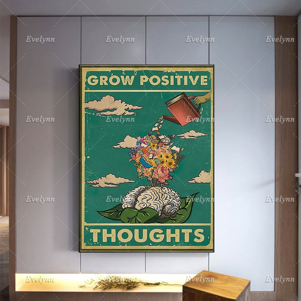 Grow Positive Thoughts Vintage Canvas Art