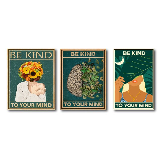 White Girl Be Kind To Your Mind Vintage Canvas Art