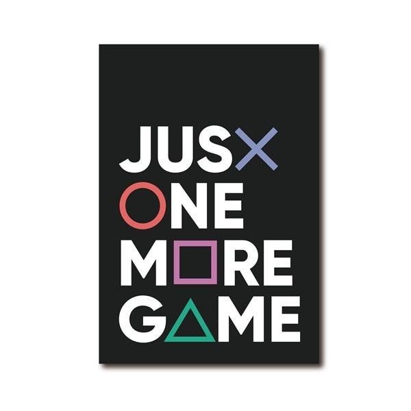 Just Five More Minutes Quotes Black Background Gamer Poster Canvas Painting Wall Art Pictures For Boys Room Modern Home Decor