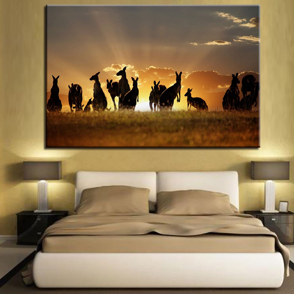 Golden Sunset Kangaroos Pictures  For Living Room