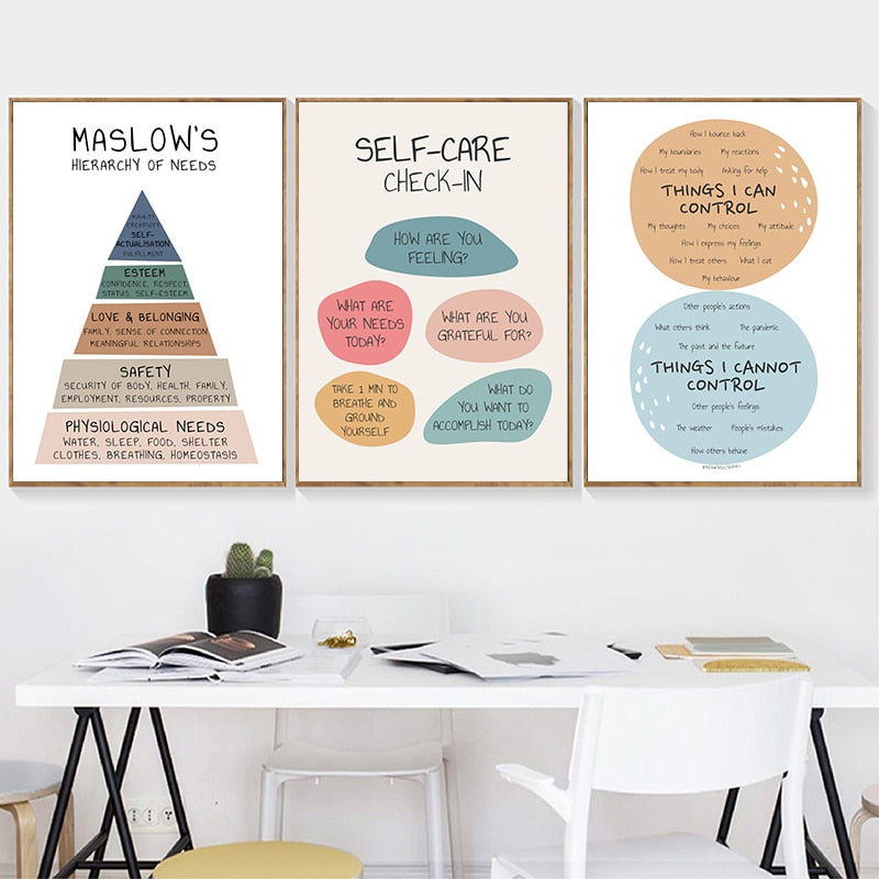 Self Care Mental Health Therapy Posters and Self-love Canvas Art