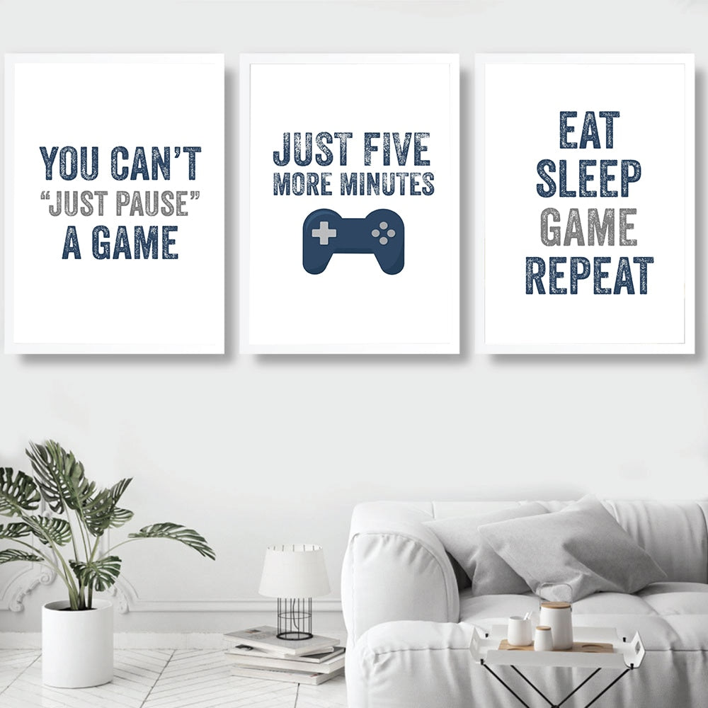 Eat Sleep Game Repeat Gaming Wall Art