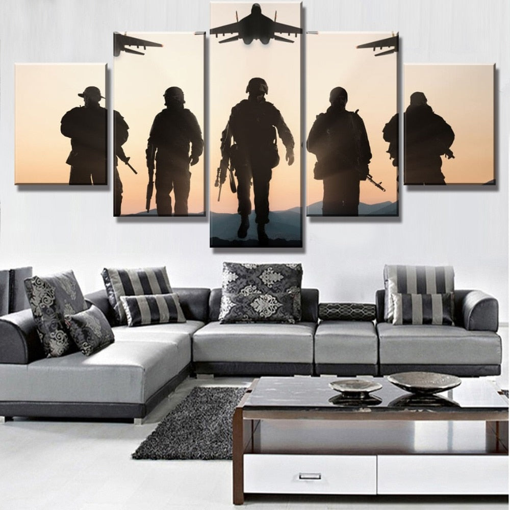 Military Soldiers Canvas Art 5 Piece