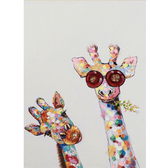 Colorful Giraffe Glasses Wall Art